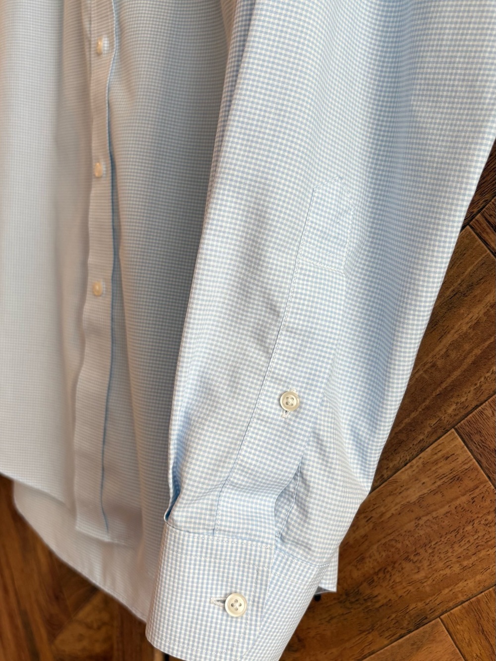 Jos. A. Bank Traveler Men's Dress Shirt with Chest Pocket in Grey and White - Picture 5 of 10